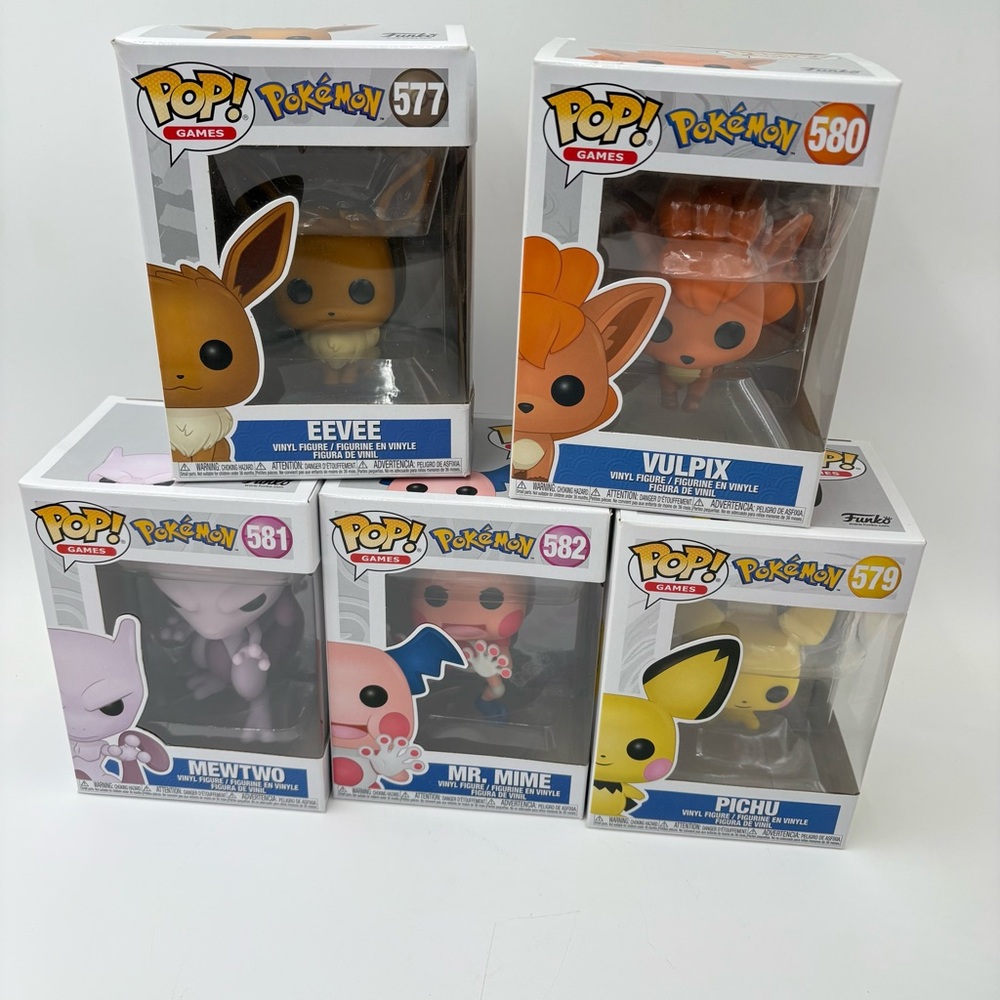Pokémon Funko Lot of 5 Eevee, Vulpix, MewTwo, Mr. Mime, Pichu